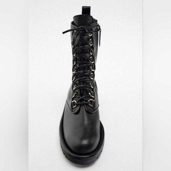 NWT Zara Geniune Leather High Top Boots - Picture 4 of 11